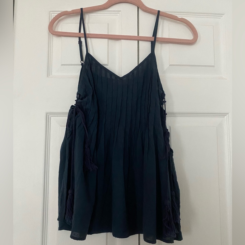 Altar'd State Navy Blue Pleated Top